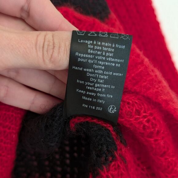 ZADIG & VOLTAIRE Black/Red Striped Gaby Mohair Wool Long Sleeve Sweater , size S - Picture 8 of 8